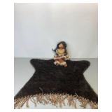 Doll Sized Faux Bear Rug and Kissy Face Doll