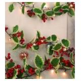 LED Holly Garland