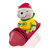 Hallmark QXI2697 Crayola Color Me Happy Sledding Bear Ornament