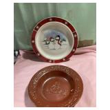 10 inch snowman Christmas plate 9 inch snowman Christmas bowl