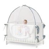 Baby Crib Tent Safety Net, Durable Strong Self-Locking Zippers, Protects from Climbing Out and, Insects, Mosquitoes, Installs with Rods (Crib 52.25" - 28.25")