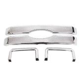 ECOTRIC Mesh Grille Cover Compatible With 2011-2016 Ford F250 F350 Super Duty Chrome Bumper Grill Hood Overlay (4PCS Cover Only!!Not a grille replacement!!) - Retail: $75.49