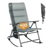 TIMBER RIDGE Oversized Folding Rocking Camping Chair, Padded Outdoor Rocker with High Back, Portable Outdoor Chair for Patio, Garden, Lawn, Supports up to 400 lbs, Gray - Retail: $146.54