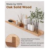 Axeman Oak Floating Shelves 55 Inch Picture Ledge Shelf Set of 2, Solid Wood Shelves with Lip for Wall Decor Storage Bedroom Living Room Bathroom Kitchen, Natural Oak - Retail: $108.08