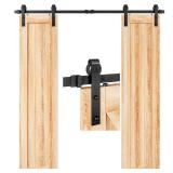 EaseLife 6FT Double Door Sliding Barn Door Hardware Track Kit,Basic J Pulley,Heavy Duty,Slide Smoothly Quietly,Easy Install (6FT Track Kit for Double 18" Wide Door)