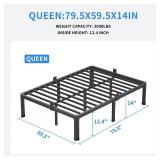 MAF 14 Inch Queen Metal Platform Bed Frame with Round Corner Legs, 3000 LBS Heavy Duty Steel Slats Support, Noise Free, No Box Spring Needed, Easy Assembly - Retail: $123.54