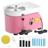 Pottery Wheel Pottery Forming Machine 25CM 350W Electric Pottery Wheel with Foot Pedal DIY Clay Tool Ceramic Machine Work Clay Art Craft (Pink) - Retail: $157.96