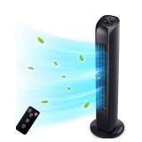 Uthfy Oscillating Tower Fan with Remote, Electric Standing Tower Fan Floor Fan for Bedroom Indoor Office and Home Use,Quiet Cooling Portable Bladeless Tower Fans, 30 inches, Black Tower Fan