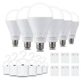 DABAOLUM 6 Pack Rechargeable Emergency Light Bulbs, Battery Powered LED Light Bulb 6000K Daylight E26 120 Volt 9W 60W Equivalent with 1200mAh for Home Power Outage Camping Hurricane Retail $37.49