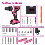 TIKTIK 21V Cordless Drill Set,Power Drill Kit with Battery and Charger,Torque 45N,3/8-Inch Keyless Chuck,Variable Speed,25+3 Position and Drill Bits,Pink Drill Tool Set for women Retail $49.99