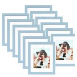 Picrit 8x10 Picture Frame Set of 12, Display 5x7 with Mat or 8x10 Without Mat, Photo Frames for Wall Mounting or Table Top Display, Blue. Retail $42.49