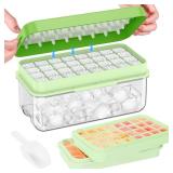 PHINOX Ice Cube Tray With Lid and Bin, Ice Trays for Freezer, Flexible Ice Cube Trays, Making 64 pcs Ice Cubes, Chilling Cocktail, Whiskey, Coffee, with 2 trays, Ice Container, Scoop&Cover, BPA Free R