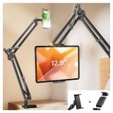 LISEN Tablet Stand Phone Holder iPad Holder for Desk Mount[Ultra Sturdy] 2 Clamps Kindle Holder for Bed Gooseneck Phone Tablet Holder Mount Phone Stand fits iPhone iPad Mini 7 Kindle 4-13" Device Reta