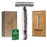 VIKINGS BLADE Double Edge Safety Razor for Men + 4 Swedish Steel Blades + Luxury Case. Smooth, Reusable, Eco-Friendly (The Chieftain) Retail $31.21