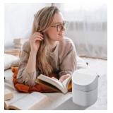 AWOLIC Mini Desktop Trash Can with Swing Lid,Small Garbage Can for Countertop,Dressing Table,Bedside Etc,Free 90 Bags(White) Retail $14.99