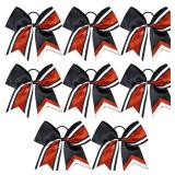 8 PCS Large Glitter Cheer Bows 8" Hair Bows Sparkly Cheerleading Softball Team Bow Hair Ponytail Holder Accessories for cheerleaders football Competition Sports- Red Black White Retail $20.23