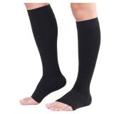 TOFLYÂ® 30-40mmHg Medical Graduated Compression Socks for Men & Women, Open Toe Knee High Compression Socks,Firm Support for Circulation Recovery,Shin Splints,Varicose Veins,Edema,Nursing Black 3XL 