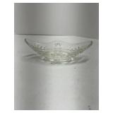 Vintage Clear Glass Relish Nut Candy Boat Dish Scalloped Edge Starburst Pattern