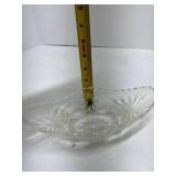 Vintage Clear Glass Relish Nut Candy Boat Dish Scalloped Edge Starburst Pattern