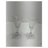 Libbey Clear Glass Columbian Sherry Stem Multi-Sided Stem Glasses set of 2