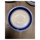 Lot of Main Stays 3 Big Plates-3 Small Plates-3 Small Bowls, Blue Rim Design