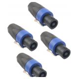 Devinal Professional SpeakOn Speaker Adapter Connectors 4 Pole Plug Twist Lock compatible with Neutrik Speakon NA4LJ, NA4LJX, NL4MP, NL4MPR, NL4FC, NL4FX, NL4 & NL2 Series, NL2FC, Speak-On- 4 PACK