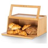 MHONFL Bamboo Bread Box For Kitchen Counter With Cutting Board, large Capacity Bread Storage Container, rustic Farmhouse Style Bread Holder For Kitchen Countertop