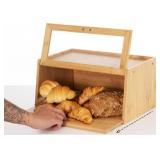 MHONFL Bamboo Bread Box For Kitchen Counter With Cutting Board, large Capacity Bread Storage Container, rustic Farmhouse Style Bread Holder For Kitchen Countertop