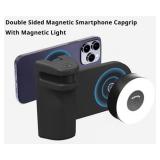 HAFOKO Magnetic Smartphone CapGrip Camera with Light Cell Phone Camera Grip Tripod Mount w 1/4 Cold Shoe with Detachable Bluetooth Wireless Remote Compatible for iPhone All Phones Shooting