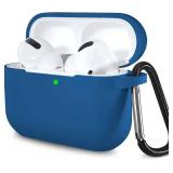 Lerobo Compatible with AirPods Pro Case 2019,Shock Proof Silicone Skin Full Protective Cover for Airpods Pro,Supports Wireless Charging with Durable Carabiner Front LED Visible,Blue