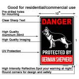 Joffreg Protected by German Shepherd Sign,Beware of Dog Sign,14 x 10 Inches,Reflective Aluminum,2 Pack