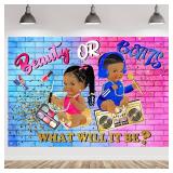 What Will It Be Backdrop, Baby Shower Decorations Beauty or Beats Boy or Girl He or She for Gender Reveal Party Decorations Supplies Hip Hop 90s Graffiti Fresh Prince Princess