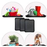 3PCS Boot Tray,Shoe Mat,Multi Purpose Garden Tool Tray,Pet Food Mat,Waterproof for Indoor and Outdoor (Black, 14 x 11 Inch)