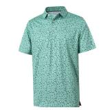 Golf Shirts for Men Dry Fit Short Sleeve Print Performance Moisture Wicking Polo Shirt