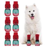 EXPAWLORER Anti Slip Dog Socks   Dog Shoes Paw Protectors with Adjustable Straps for Hot/Cold Pavement, Strong Traction Control with Grippers for Indoor Hardwood Floors