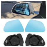 2Pcs Wide Angle Side Mirror Glass for Tesla Model 3 2017 2023 Side Mirror Replacement Anti Glare Heat Defogging Blue Glass Lens with Backing Plate