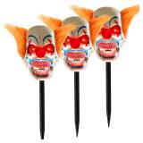 Halloween Animatronics Clown Pathway Markers   Scary Talking Decorations Animated Stakes with Sound, Light Up Eyes, Mouth Move, Haunted House Decor Holiday Horror Prop for Lawn Yard, Outdoor, (3 Pack)