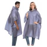 HOOMBOOM Reusable Rain Ponchos with Drawstring Hood for Adults, Waterproof Thicken Rain Coat, 2 Packs