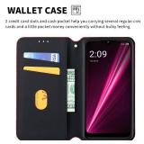 for Boost Celero 5G 6.5 (2023) Case, with Tempered Glass Screen Protector with Card Holder Kickstand Magnetic,PU Leather Flip Wallet Case for Revvl 6 5G 6.5 (Red)