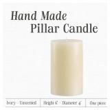 Mister Candle Non Scented Luxury 4 x 6 Pillar Candle, Hand Poured Ivory Unscented Candle for Home Decor, Premium Wax, Smokeless & Dripless, 120 Hour Burn Time