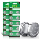 LiCB 20 Pack LR1130 AG10 Battery 1.5V Long Lasting Alkaline Button Cell Batteries