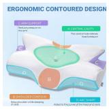 Elviros Cervical Memory Foam Pillow, Contour Pillows for Neck and Shoulder Pain, Ergonomic Orthopedic Sleeping Contoured Support Pillow Side, Back Stomach Sleepers (White L&Soft)