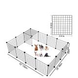 LANGXUN Rabbit Run,Puppy Pen with Door,Encrypted Wire Mesh Cages16 Panels Indoor/Outdoor DIY Metal Pet Fence for Puppy,Rabbit,Kitten,Hamster,Guinea Pig,Turtle,Hedgehog.Black