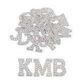 MECCANIXITY Iron on Patch Decorative A Z White Glitter Alphabet Applique Rhinestone English Letter for DIY Clothes Repair Hats Bags Pack of 26