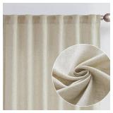 jinchan Oat Linen Blend Curtains 84 Inches Long for Living Room Farmhouse Curtains with Lined Rod Pocket Back Tab Light Filtering Window Drapes with Lined for Bedroom Curtains 2 Panels Oat