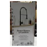 Better Homes & Gardens Elmont Single-Handle Spring Neck Pull Down Sprayer Kitchen Faucet Matte Black - Retail: $99.99