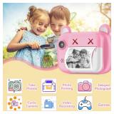 Instant Print Camera for Kids - Updgrade Selfie Kids Camera | Dual Lens | 1080P HD | 2.4 Inch | 1000 mAh | 3 Rolls Print Paper Camera for Girls Boys Age 3-12 Birthday/Christmas (Pink) Camera only, Pow