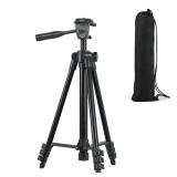 Polarduck Laser Level Tripod Stand: 51-Inch 130cm Aluminum Lightweight Tripod with 1/4" Screw Mount and Bubble Level for Rotary and Line Lasers Measuring Tools, Carry Bag Included | Matte Black