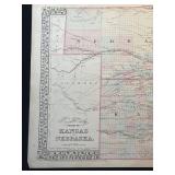 County Township Map of the states of Kansas and Nebraska 1878