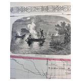 Johnsons Missouri and Kansas map steel engraved with 3 hand drawn pictures 1864